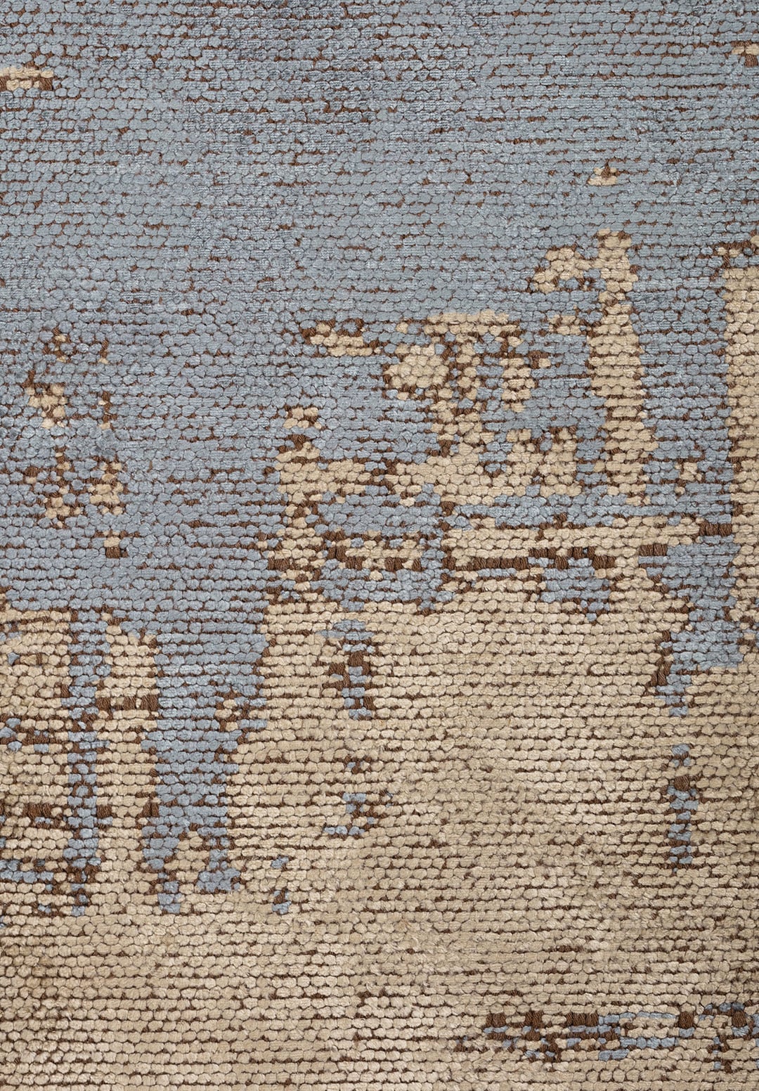 Fog Blue - Beige Rug
