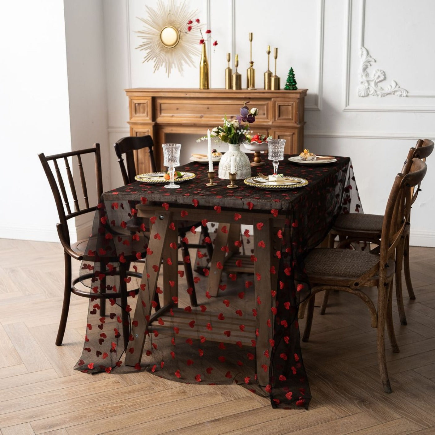 Love Heart Mesh Tablecloth