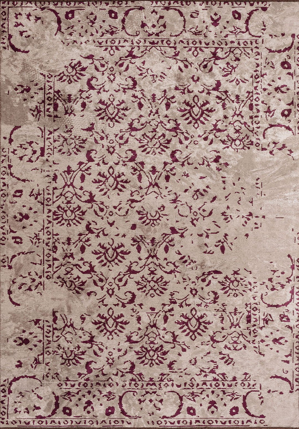 Eloria Dark Damson - Light Cream Rug