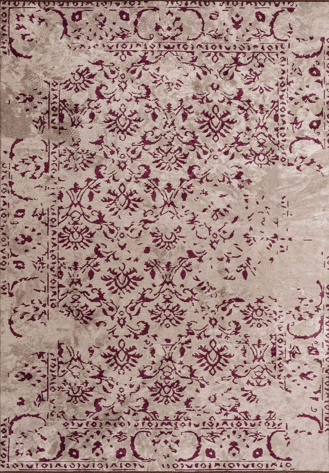 Eloria Dark Damson - Light Cream Rug