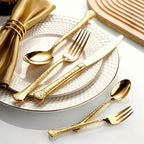 Aurora Gold Hammered Stainless Steel Cutlery Set