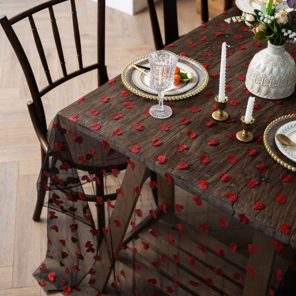 Love Heart Mesh Tablecloth