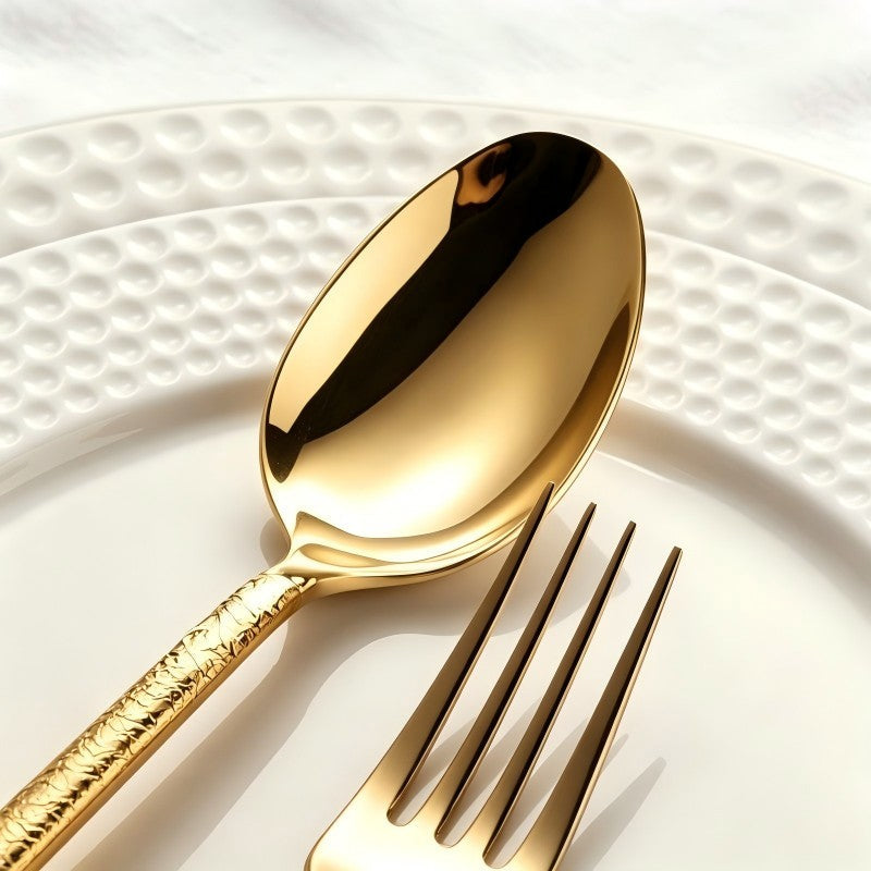 Aurora Gold Hammered Stainless Steel Cutlery Set