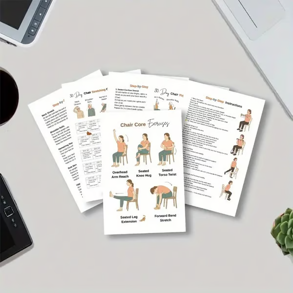 🔥30-Day Chair Yoga Weight Loss Spiral-Bound Notebook & Step-by-Step Exercise Guide - At-Home Fitness Journal