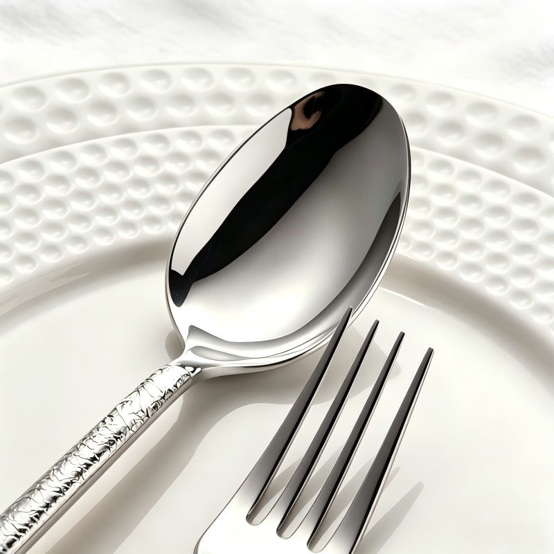 Aurora Silver Hammered Stainless Steel Cutlery Set