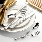 Aurora Silver Hammered Stainless Steel Cutlery Set
