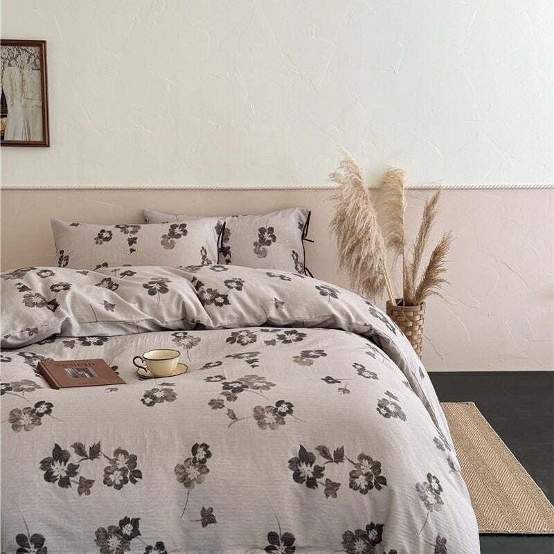 Zen Mind Ink Floral Bedding Set