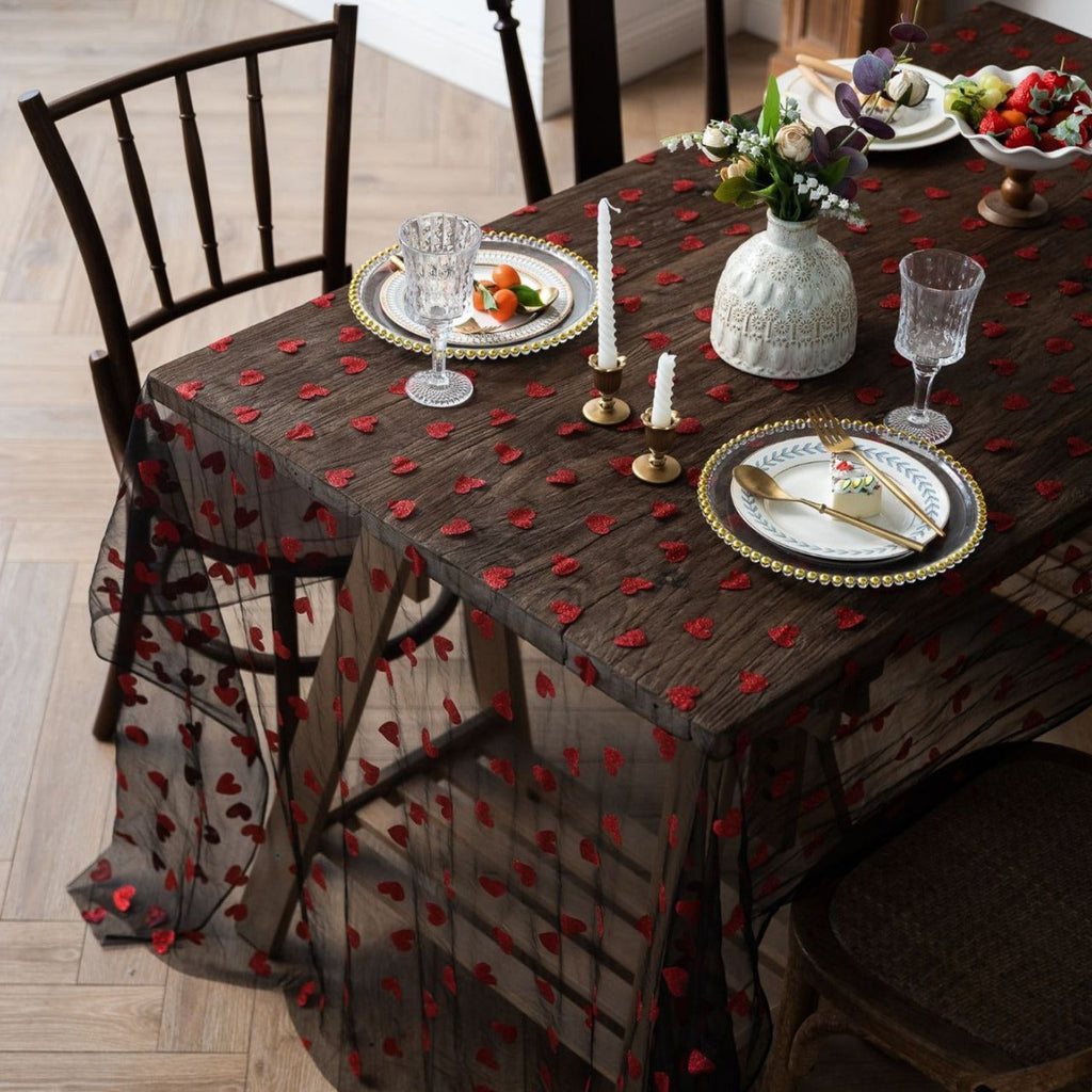 Love Heart Mesh Tablecloth