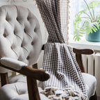 Coffee Gingham Tassel Curtain