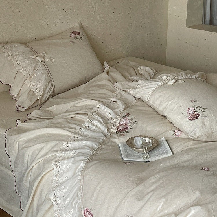 Old Rose Embroidery Bedding Set