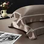 Solenne Mink Bronze Openwork Trim Luxury Pure Mulberry Silk Bedding Set