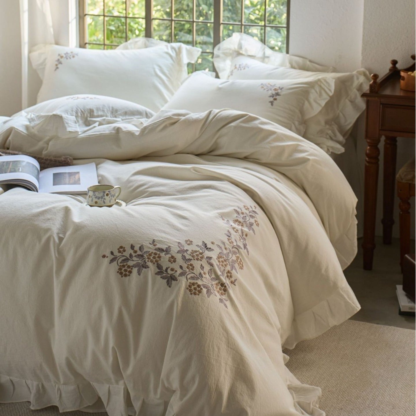 Princess Floral Cotton Linen Bedding Set
