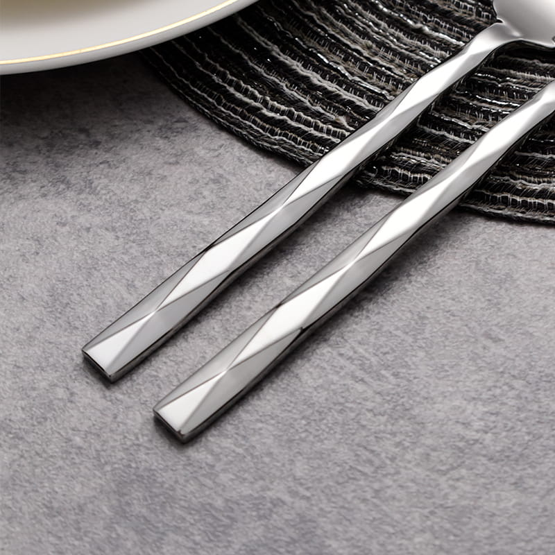 Svelte Silver Faceted Luxury Stainless Steel Cutlery Set