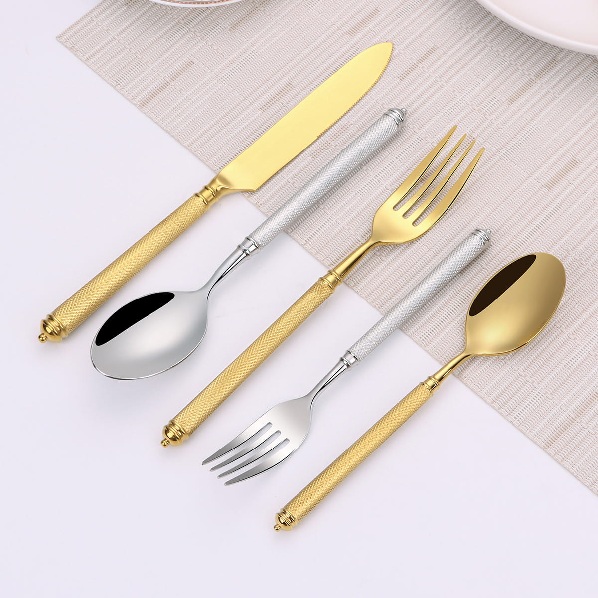 Naila Gold Textured Handle Stainless Steel Cutlery Set