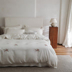 Minimal Rose Embroidery Bedding Set