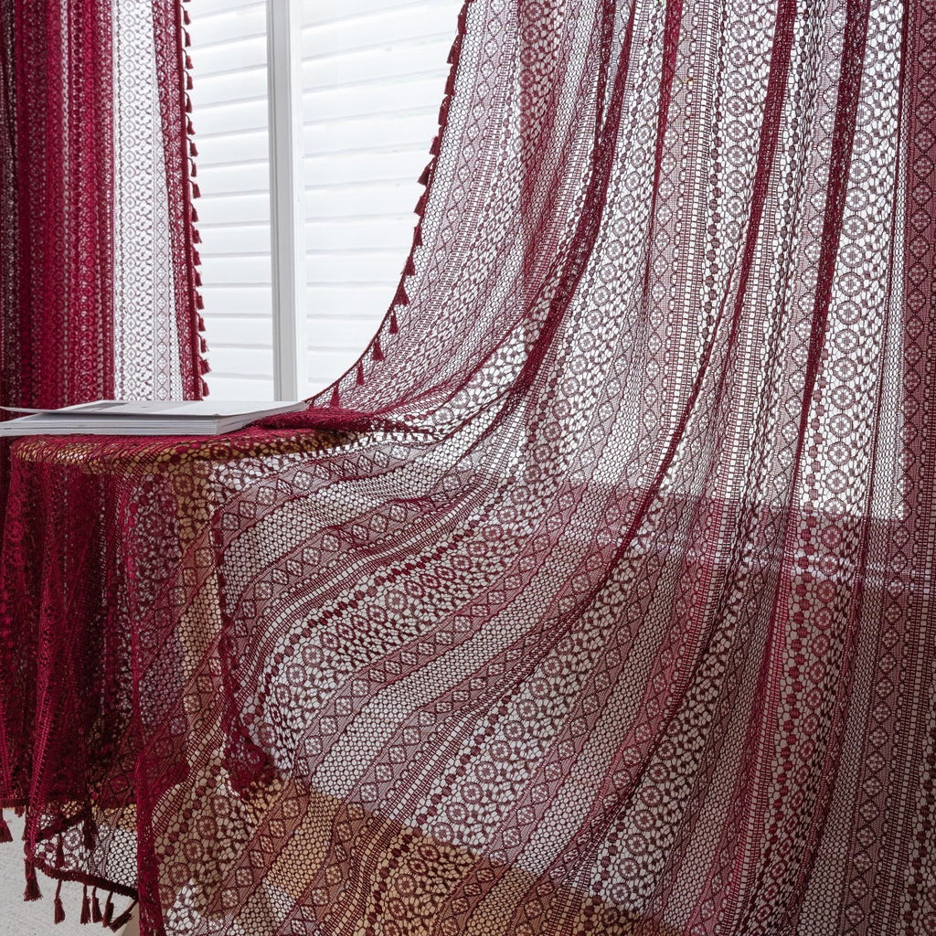 Soft Glow Lace & Fringe Curtain