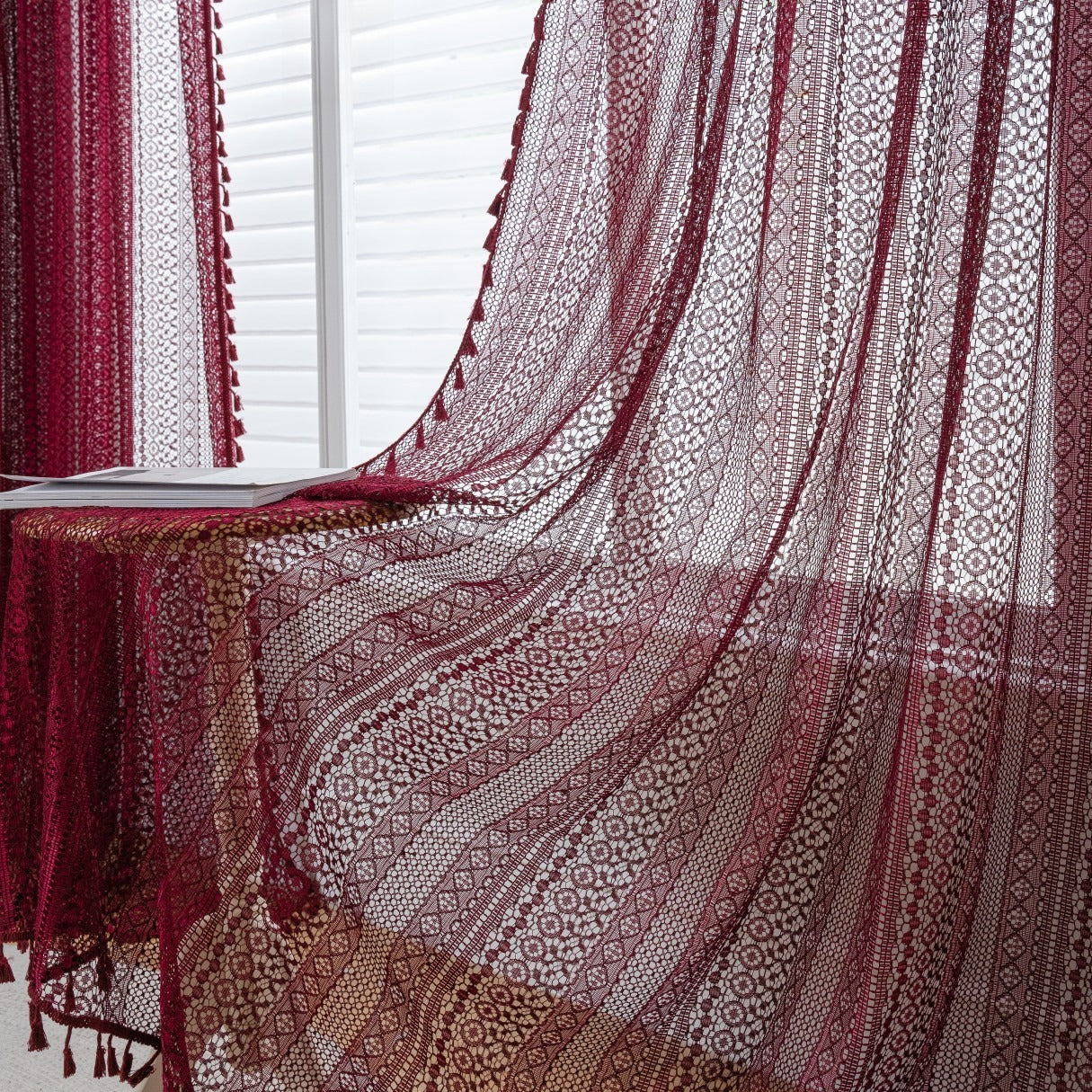 Soft Glow Lace & Fringe Curtain
