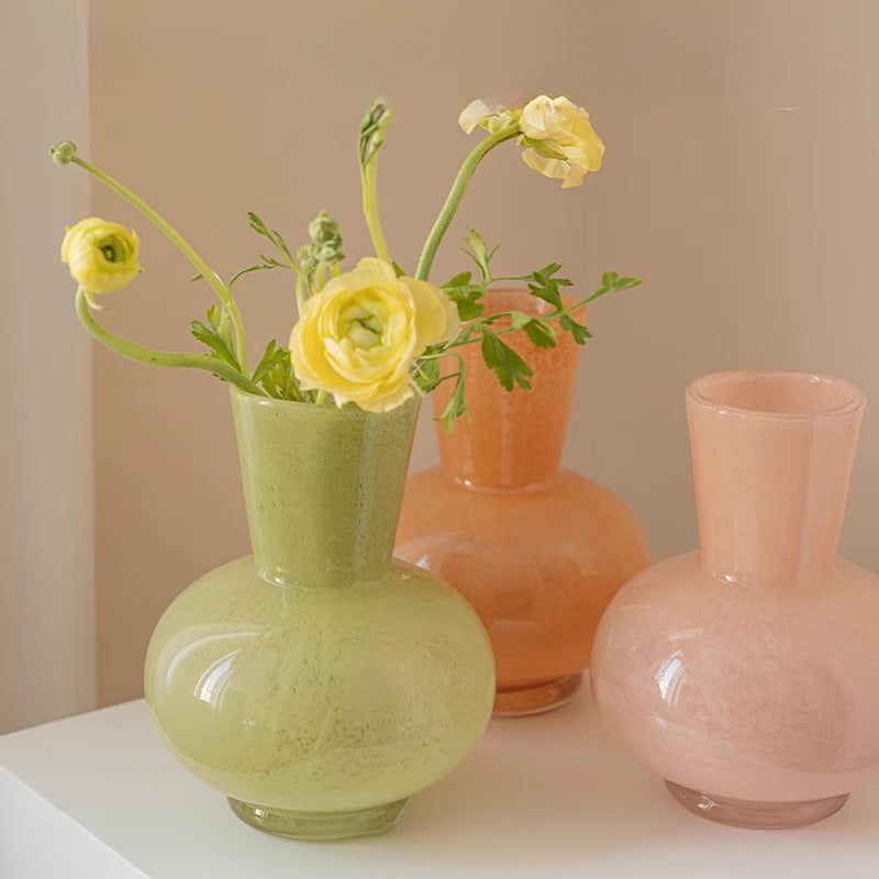 Long Neck Pastel Glass Vase