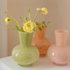 Long Neck Pastel Glass Vase