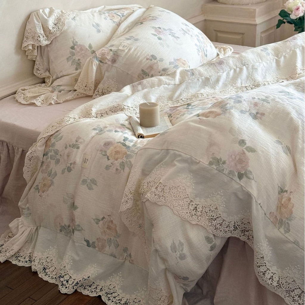 Perpetua Rosy Lace Bedding Set