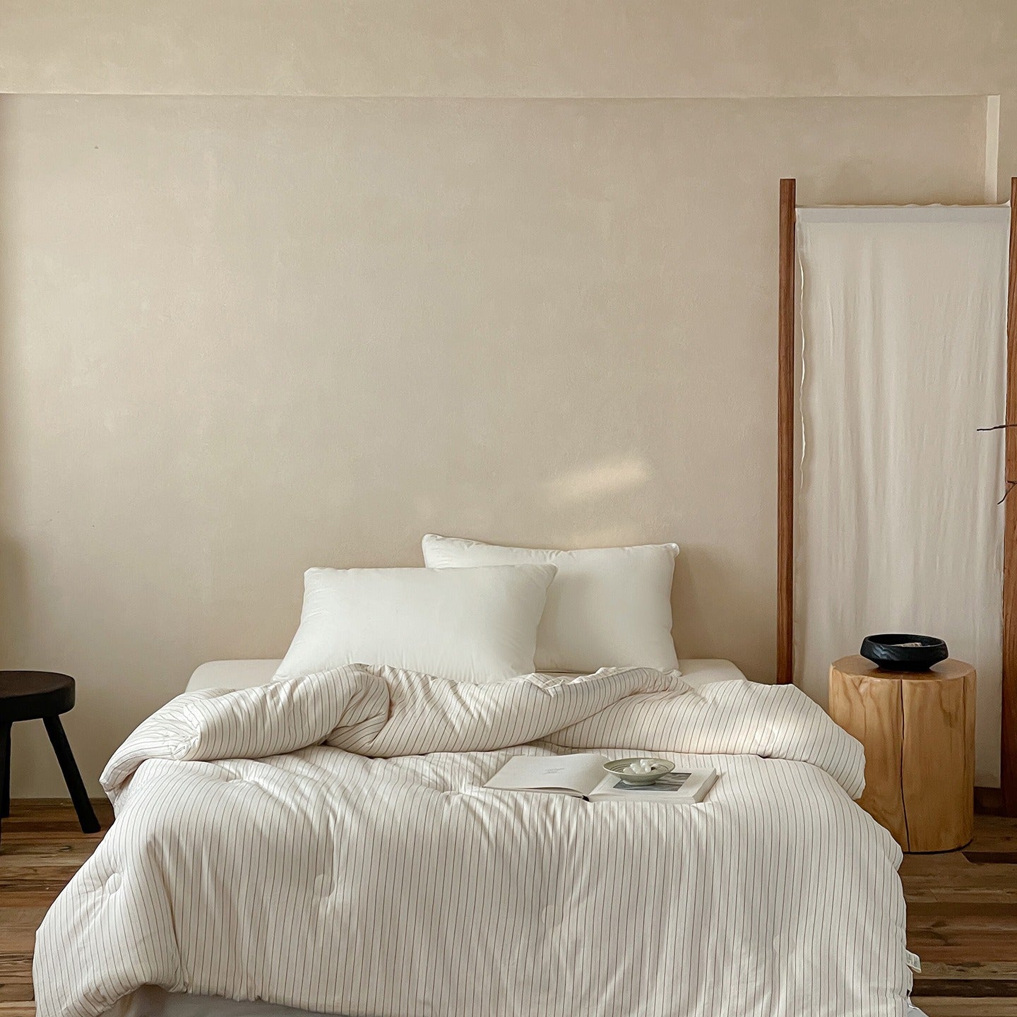 Beige Stripe Summer Quilted Blanket