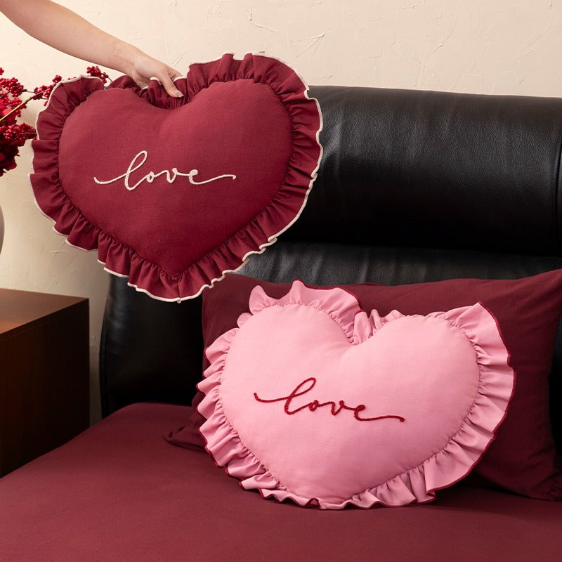 Ruffle Love Heart Cushion