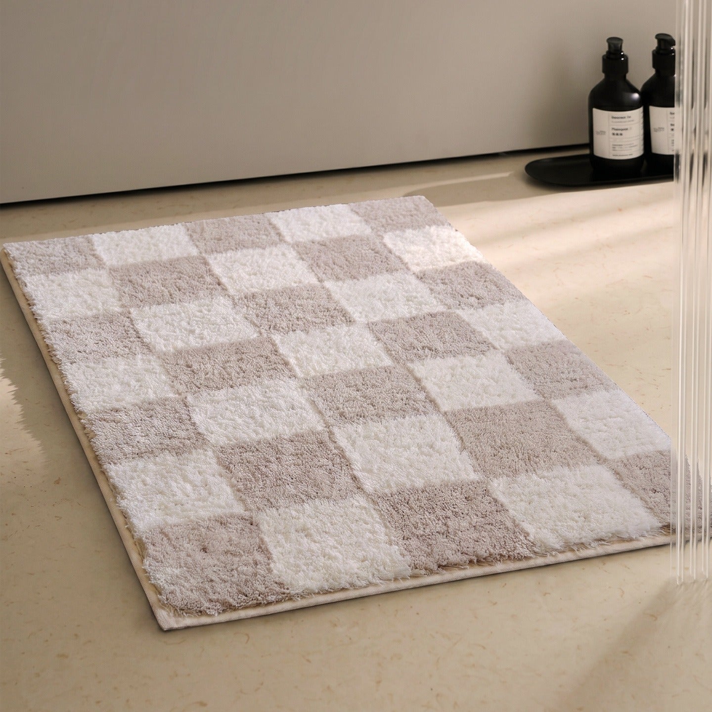 Checkered Shaggy Bath Mat
