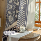 Blue Whirl Floral Curtain