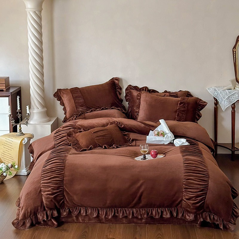 Chateau Ruffle Velvet Bedding Set
