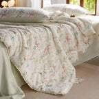 Colourful Garden Summer Quilted Blanket