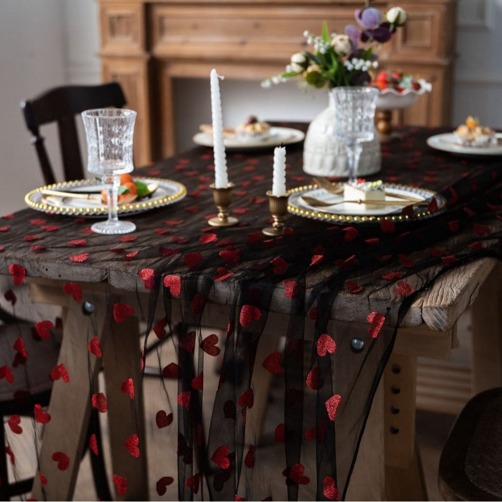 Love Heart Mesh Tablecloth