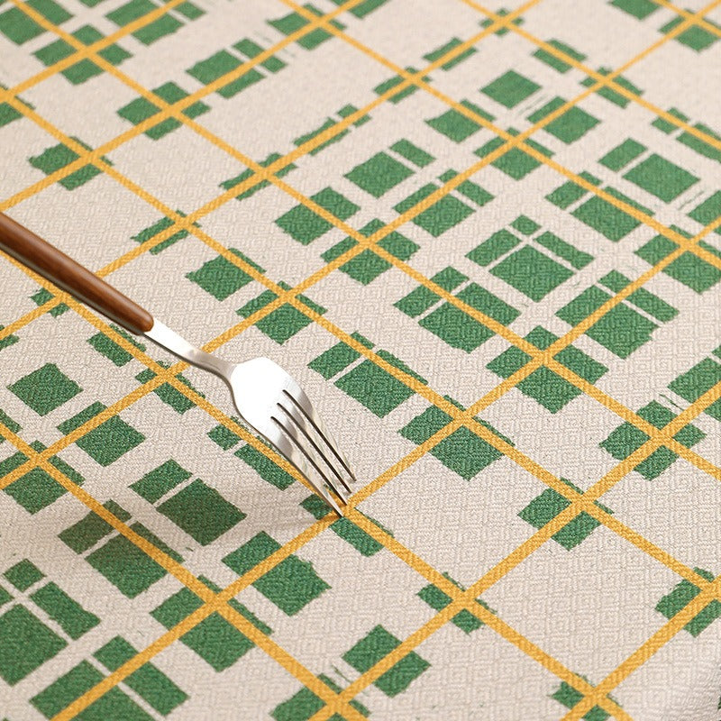 Lime Plaid Tablecloth