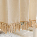 Creamy Grid Tassel Curtain