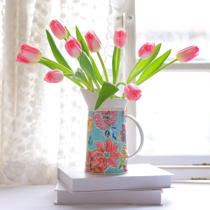 Floral Print Ceramic Vase