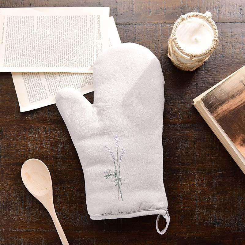 Lavender Linen Oven Mitts Set