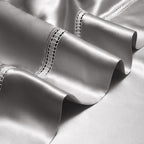 Solenne Starlight Silver Openwork Trim Luxury Pure Mulberry Silk Bedding Set