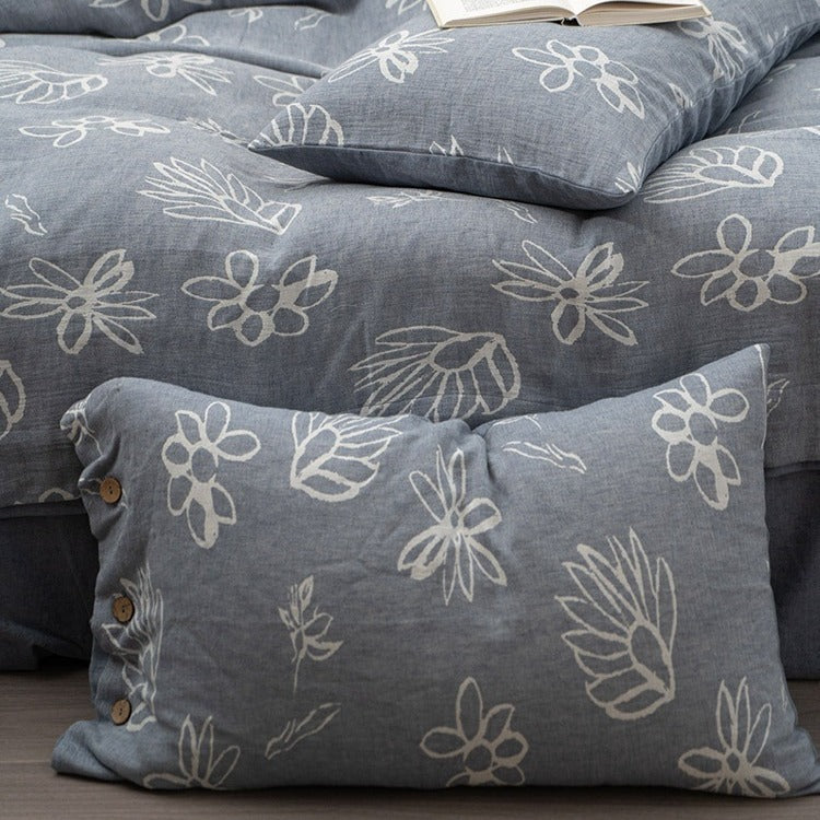 Wabi Sabi Floral Cotton Linen Bedding Set