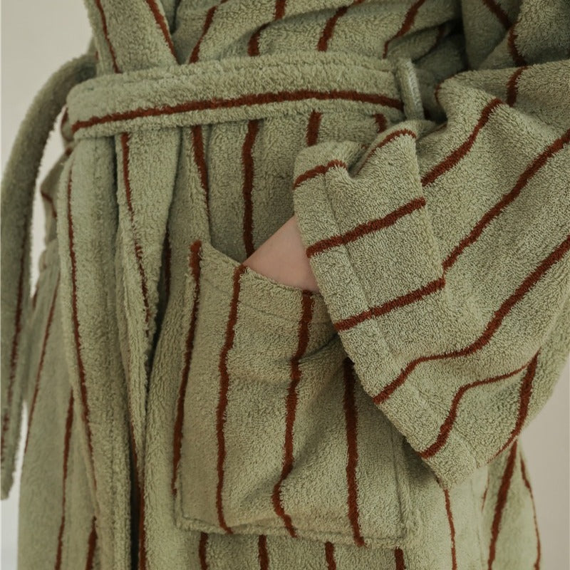 Nostalgic Soft Striped Bathrobe
