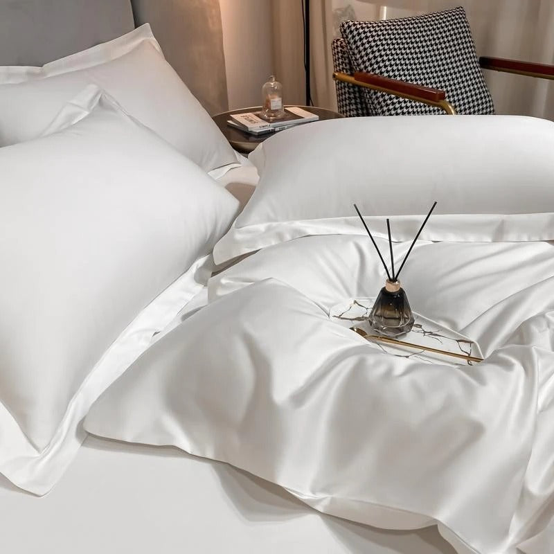 Neo White Silky Egyptian Cotton Bedding Set