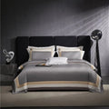 Luxor Grey Stripe Border Egyptian Cotton Bedding Set