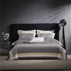 Luxor Grey Stripe Border Egyptian Cotton Bedding Set