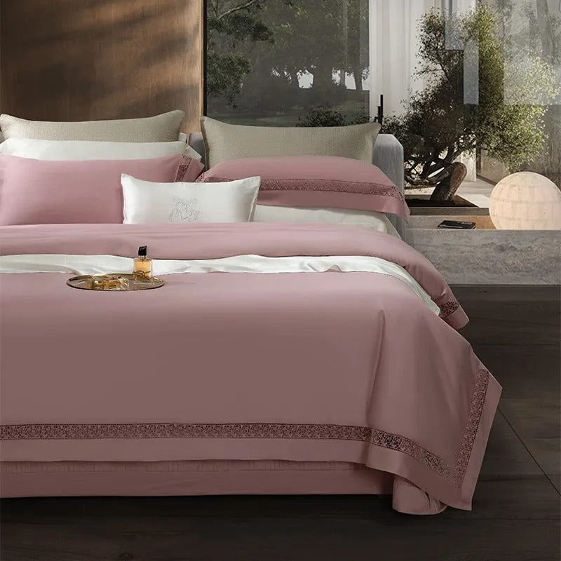 Elysium Rose Lace Luxury Egyptian Cotton Bedding Set