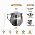 68oz 201 Stainless Steel Deep Fryer Pot with Basket & Strainer, Large Capacity Bacon Grease Container for Kitchen,Frying, Cooking, Camping,Oil Filter Container - Dishwasher Safe