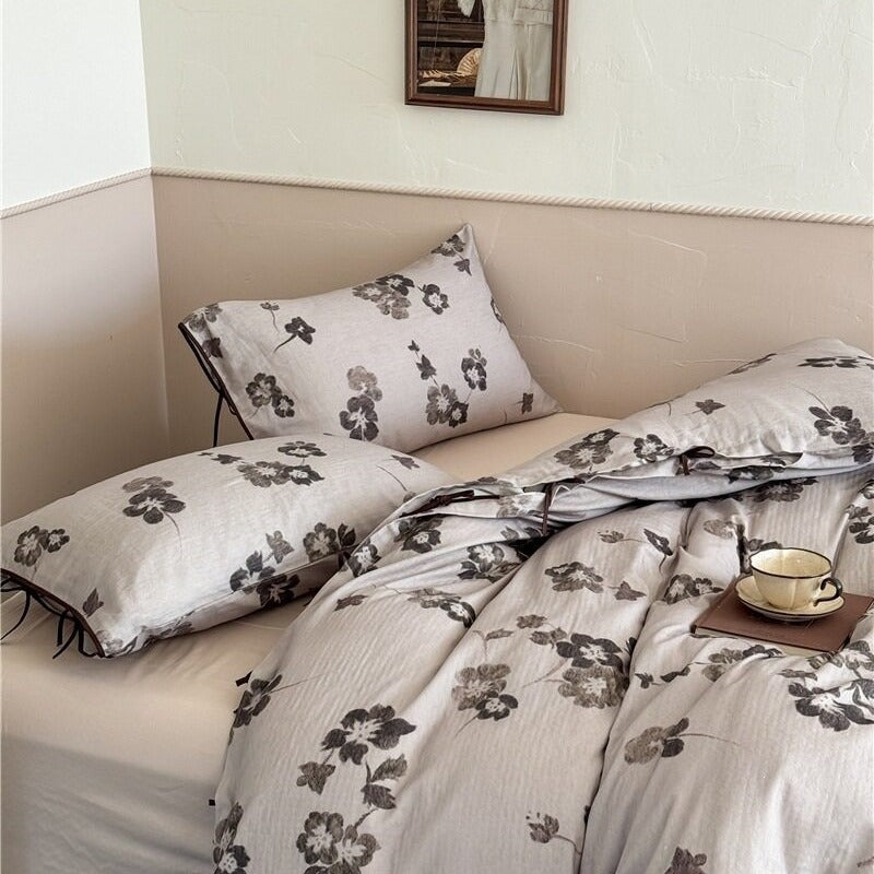 Zen Mind Ink Floral Bedding Set