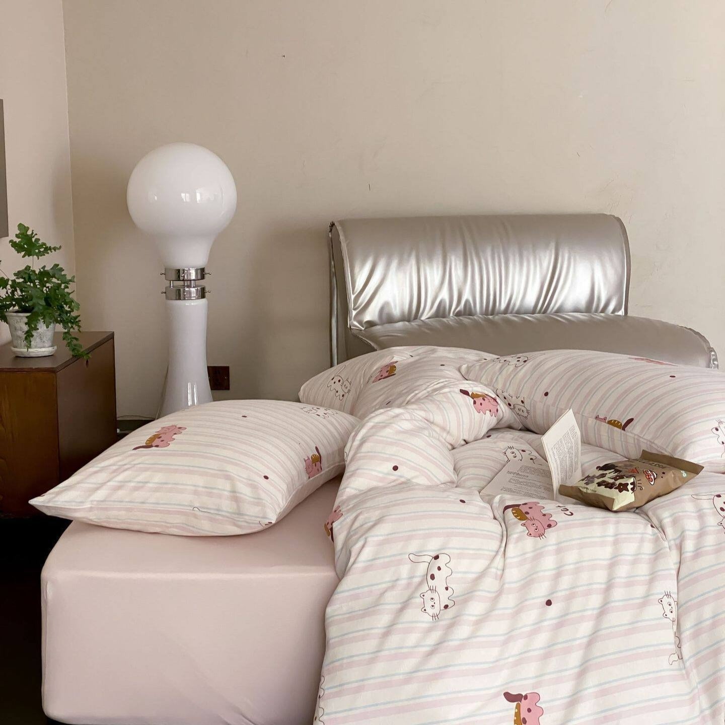Kitty Stripe Dots Bedding Set