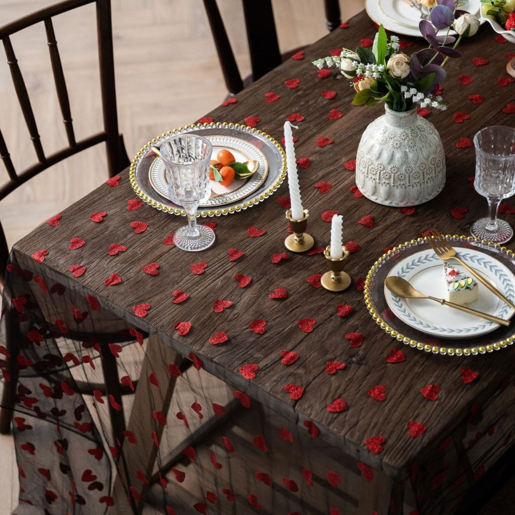 Love Heart Mesh Tablecloth