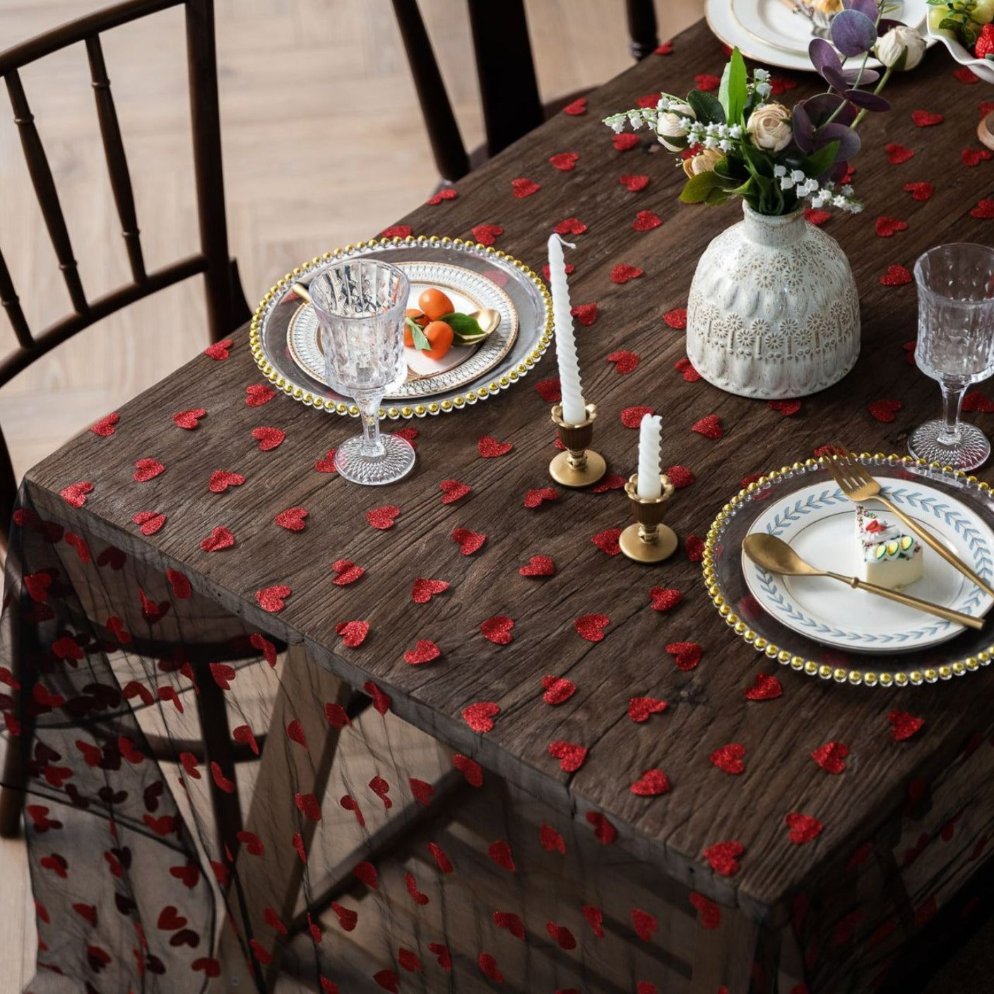 Love Heart Mesh Tablecloth
