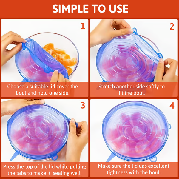 Silicone Cover Stretch Lids Reusable Airtight Food Wrap Covers