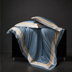 Luxor Blue Stripe Border Egyptian Cotton Bedding Set
