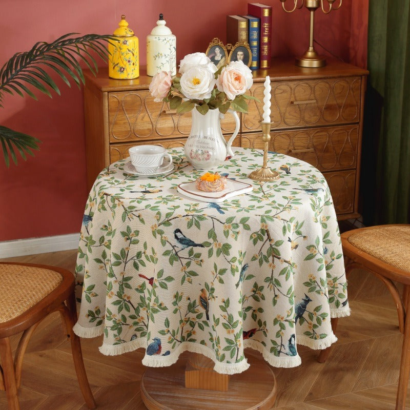 Nature's Songbird Fringe Tablecloth